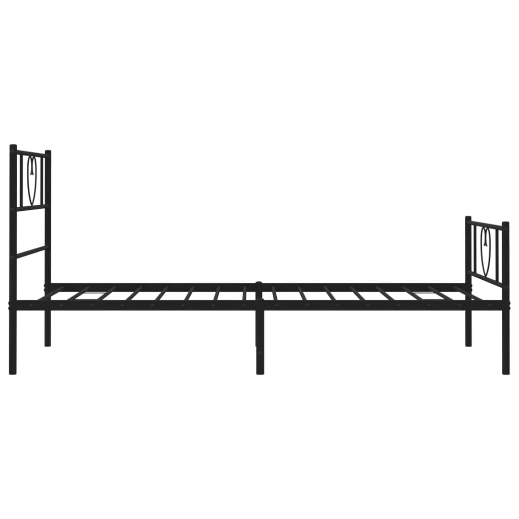 Vidaxl Metalowa Rama Łóżka Z Wezgłowiem I Zanóżkiem, Czarna, 75X190 Cm