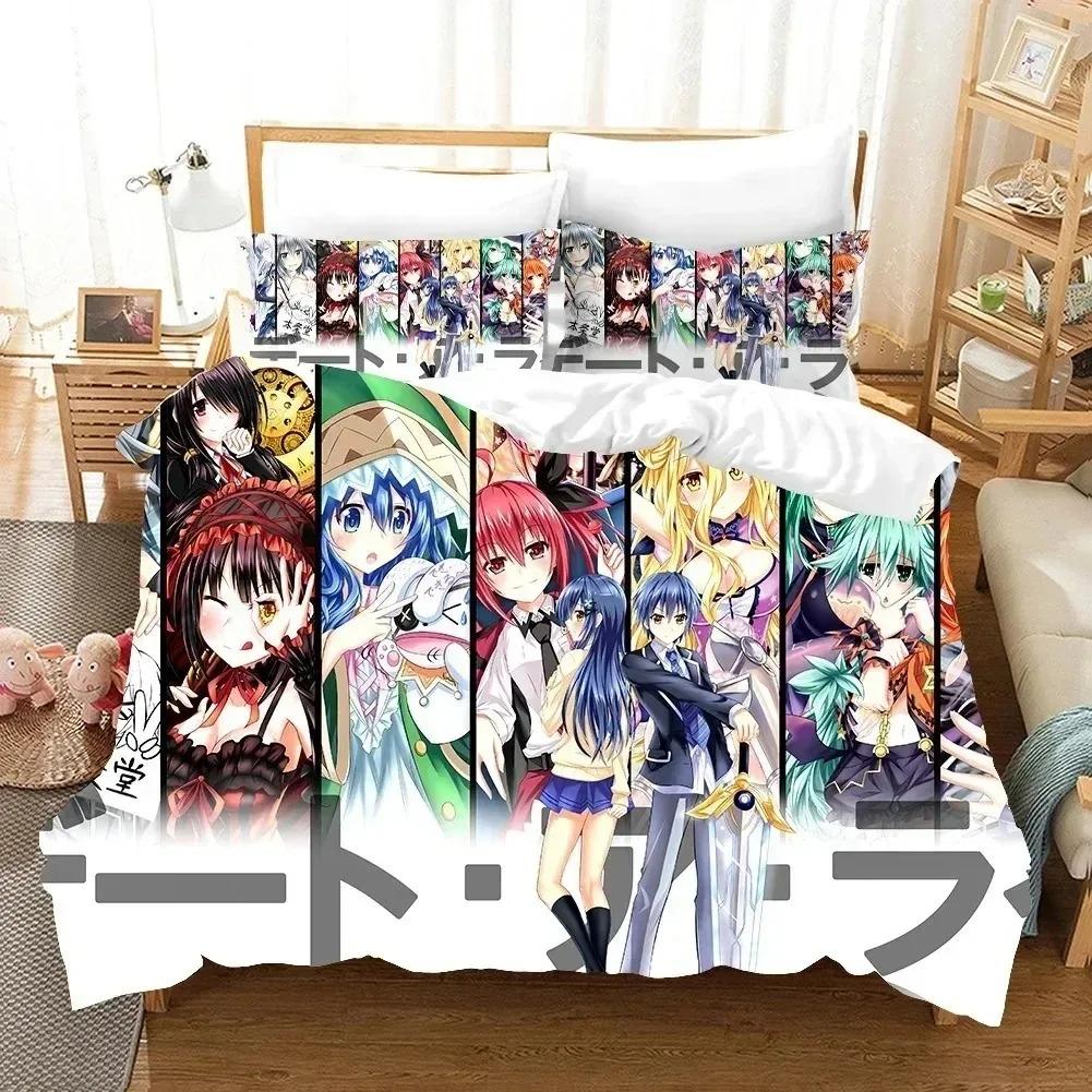 Date A Live Bedding Set For Bedroom Soft Modern Bedspreads Comefortable Kids Duvet Cover Quilt Cover And Pillowcase