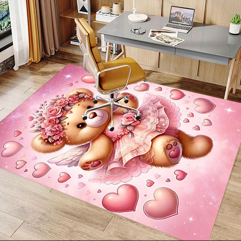 1PC Bear Heart Extra Large Non Slip Floor Carpet, Office, Family, Bedroom Large Area Rug Indoor Rugs, Vibrant Colors