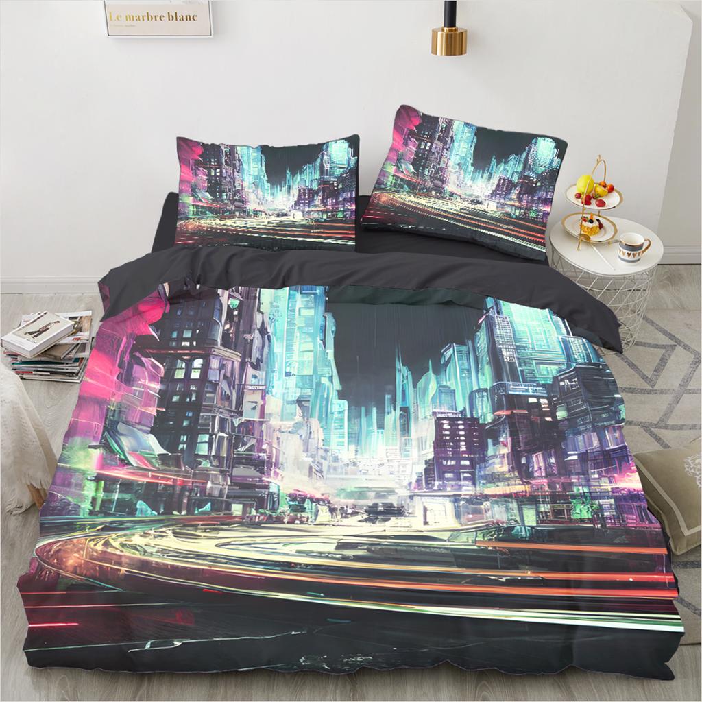 City View Bedding Set Digital Print Duvet Cover Kit Ultra-fine Fiber Pillowcase New Wholesale Bedspread