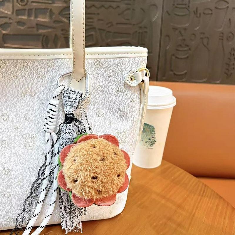 Creative plush burger cake sandwich keychain exquisite cute bag pendant car key chain small gift