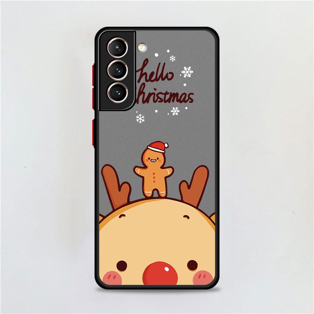 Matný kryt s motivem sněhu a veselými Vánocemi pro Samsung Galaxy S22 S20 S21 FE S10 S9 Plus S8 Capa Note 20 Ultra 10 Lite Phone Fundas