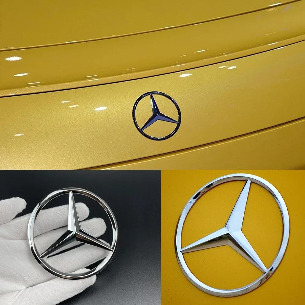 Benz 81mm ABS Tail Star Emblems Black Silver Rear Trunk Star Logo Stickers Badges Mercedes Benz C450 C43 AMG (W205) A2058174500