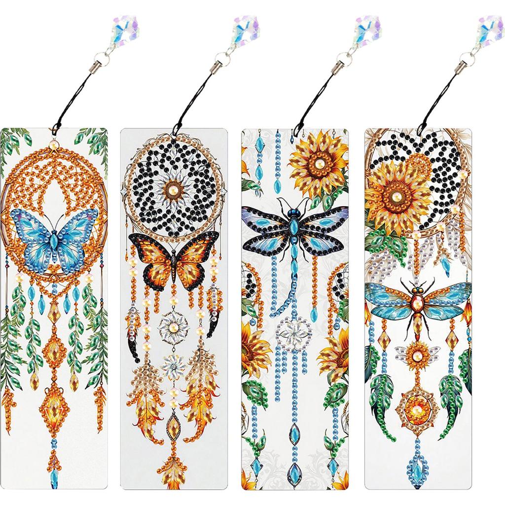 4Pcs DIY Diamond Painting Bookmark Diamond Bookmark Art Projects Diamond Art Bookmark Gift for Book Lovers Mosaic Art Supplies