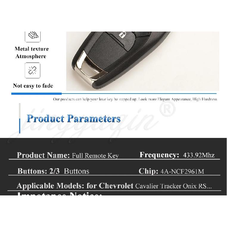 Jingyuqin 433.92Mhz FSK 4A Chip Car Remote Flip Key For Chevrolet Cruze 2015 Cavalier Trax Sonic Spark 2019+ Original OEM PCB