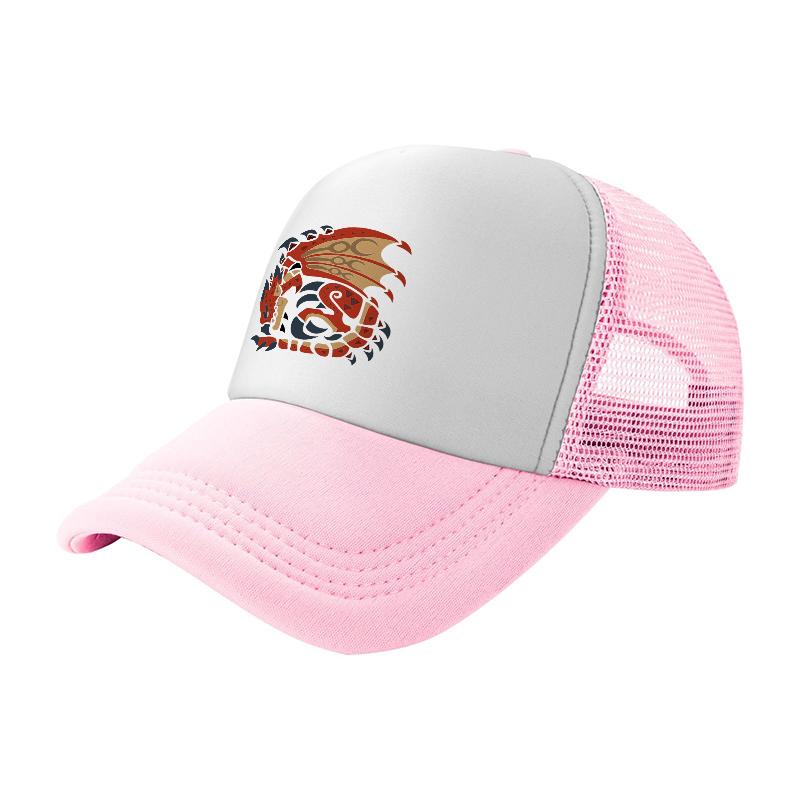 Dragon Design Mesh Baseball Cap Breathable Adjustable Hat with Bold Embroidered Front Panel and Black Trucker Back