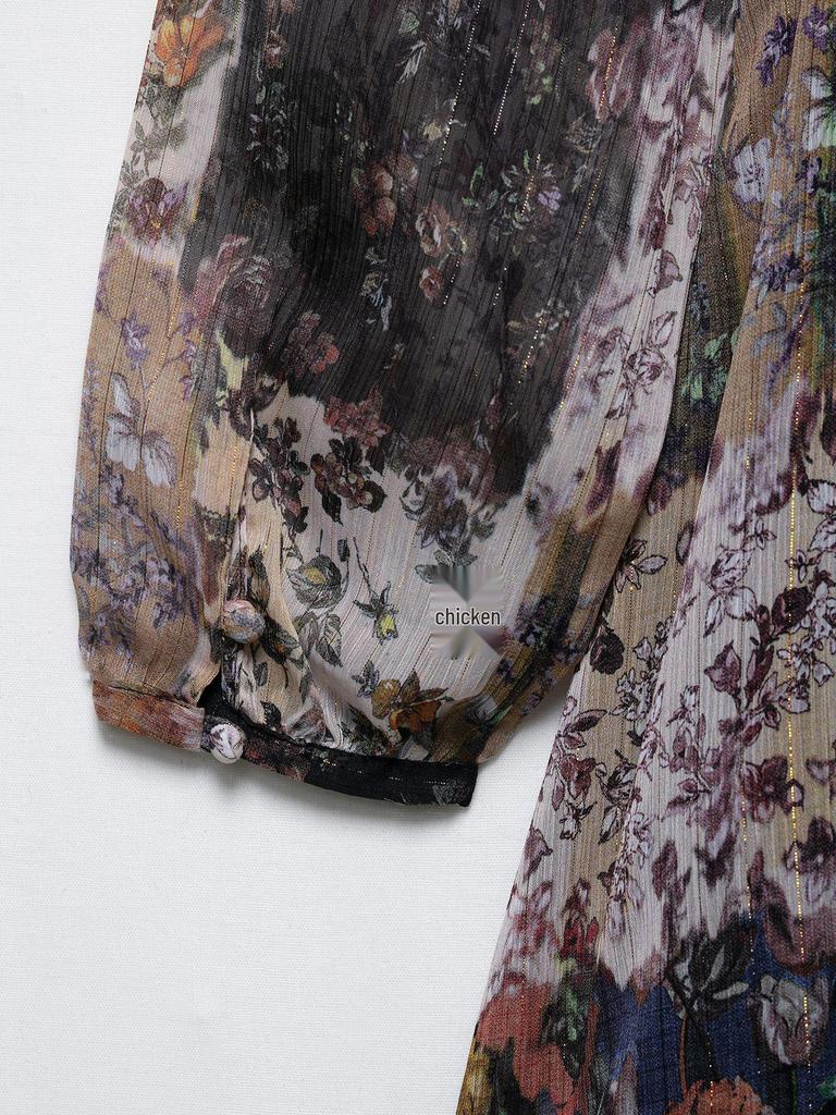 2025 Frühling Damen Europäischer & Amerikanischer Stil Gürtel Bedrucktes Mini-Kleid