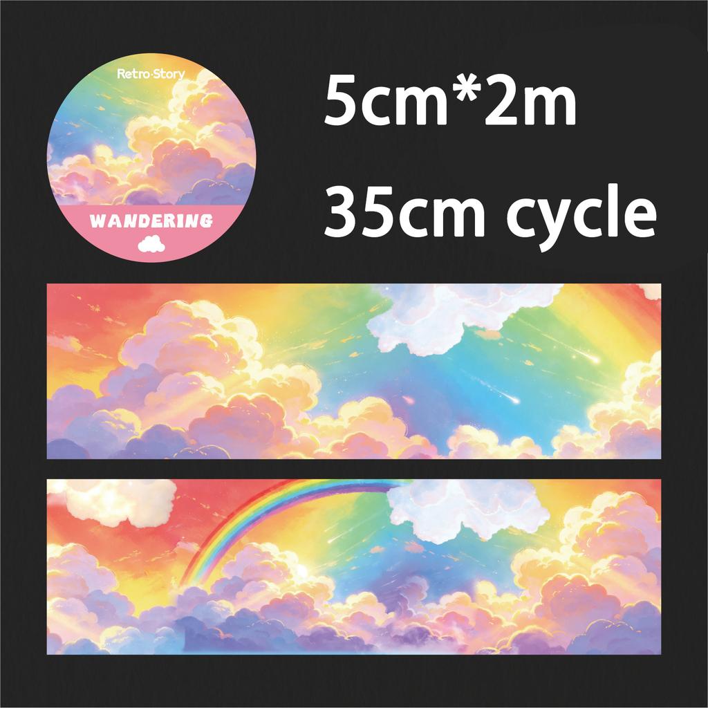 11mm X 1m PET Sky Clouds Tape for DIY Scrapbooking Planner Diary Aesthetic Masking Tape Stationery Office Supplies