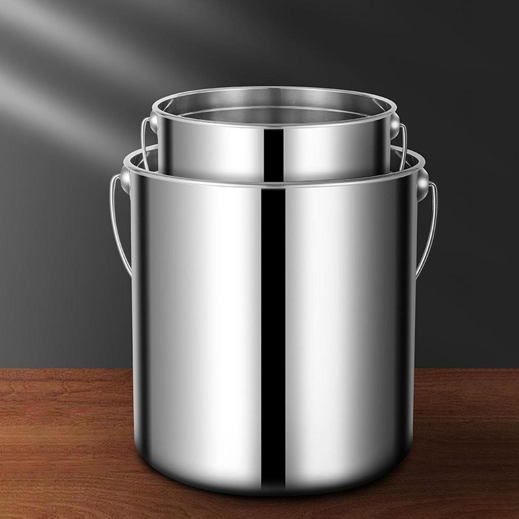 Stainless Steel Soup Pots Bucket With Lid Portable Bucket Large Capacity Rice Bucket Sealed Water Bucket Cater