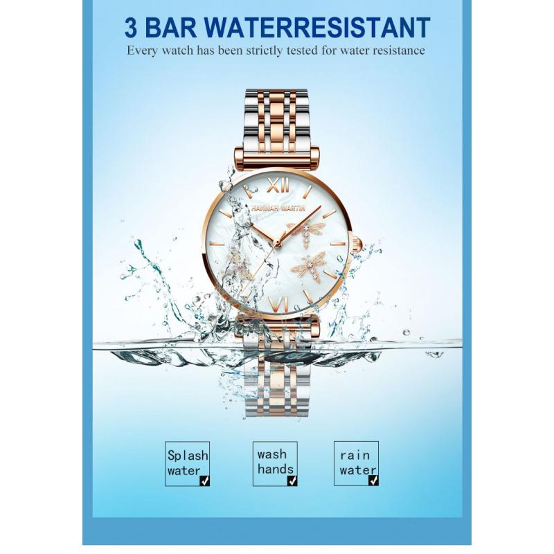 Hanna Martin Libellen-Design Damenuhr Wasserdicht Japanisches Uhrwerk 36mm Zifferblatt Modedesign Damenuhr