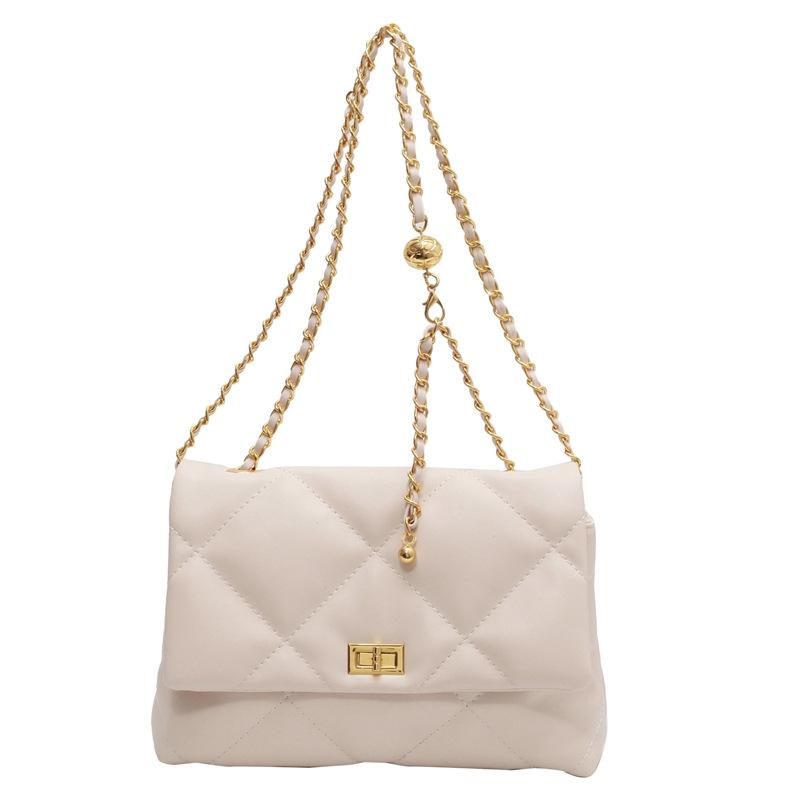 Black bag women's new fashion and high-end shoulder small square bag versatile chain messenger bag