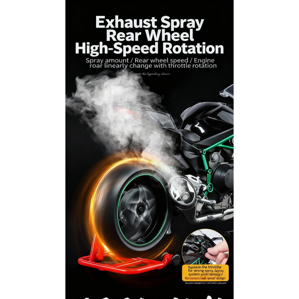 1/9 Kawasaki Ninja H2R with Spray Alloy Motorcycle Model Toy Vehicle Collection Sound and Light Off Road Autocycle Toys Car