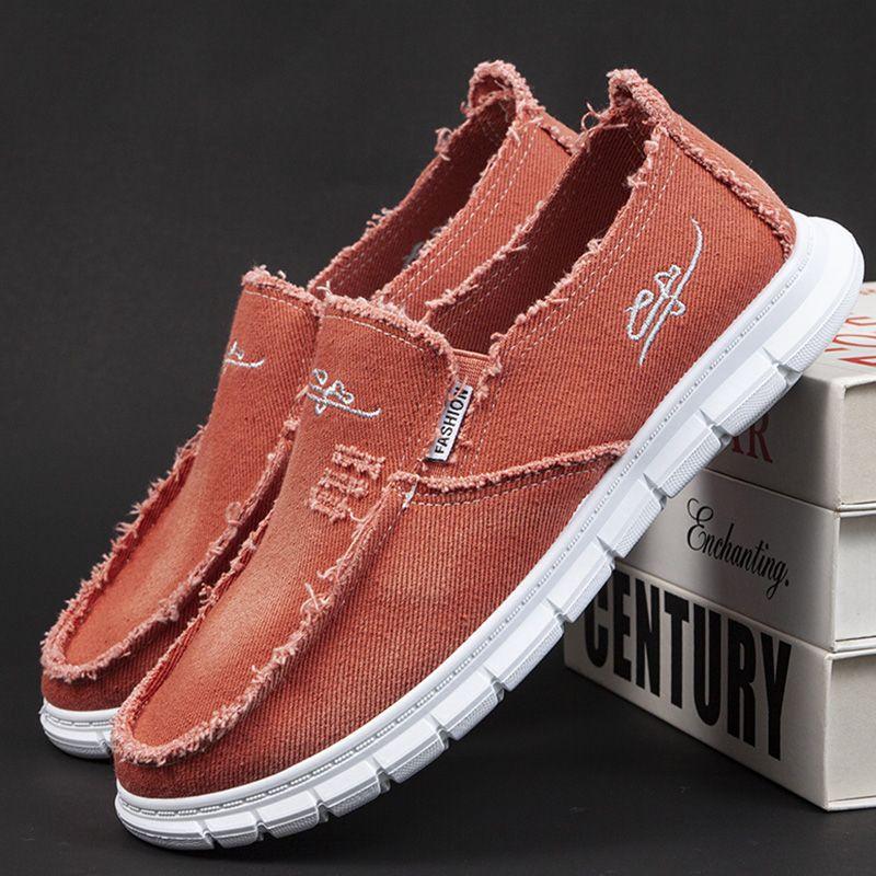 New men's cloth shoes beggar shoes old Beijing cloth shoes men's canvas shoes soft sole wear-resistant one-pedal men's shoes casual