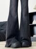 Women's High-Waisted Micro-Flare Plus Size Jeans - Autumn Style for Chubby Girls with Slimming Loose Wide-Leg Bell Bottoms in Black and Gray.