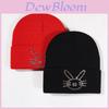 Korean Style Knit Hat With Bunny Embellishments For Autumn Winter Warmth