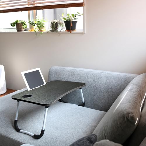 TRADE ONE Folding Gadget Table, Standard Size, for Working from the Sofa, 10kg Weight Capacity, Compact, 60cm Wide x 40cm Deep x 26.5cm High, Includes