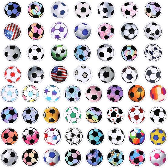 60pcs Soccer Stickers, Waterproof Sports Ball Decal Soccer Team Party Favors Gifts for Water Bottles Laptop Luggage Teenagers Soccer Lovers Boys Kids