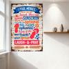 Vintage Beach Pool Metal Tin Sign I Pool Menies Blue Red Banners Sun Flip-Flops Footprints Instructions Decor for Home Bar Cafe
