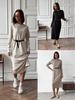 2025 Autumn/Winter European & American Women's Long Sleeve Bodycon Midi Dress