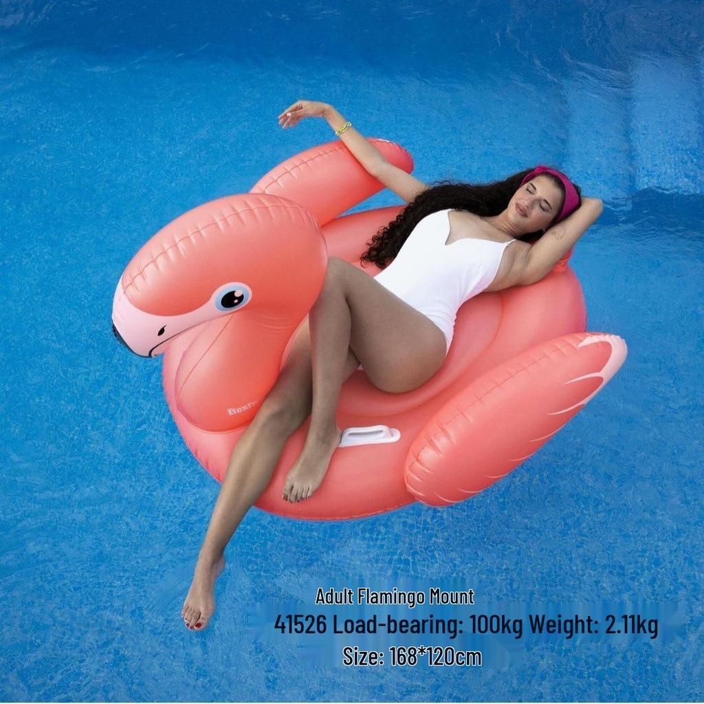 Intex 57288 Double Flamingo Adult Inflatable Swimming Ring - Thick Oversized Floating Bed for Kids & Adults