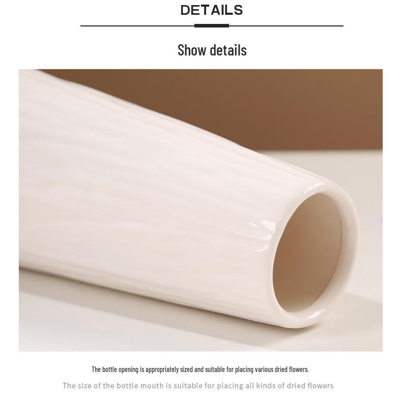 Retro White Ceramic Flower Vase – Creative Ornament for Living Room or Dining Table, Perfect for Hydroponic and Fresh Flowers with a High-End Feel.
