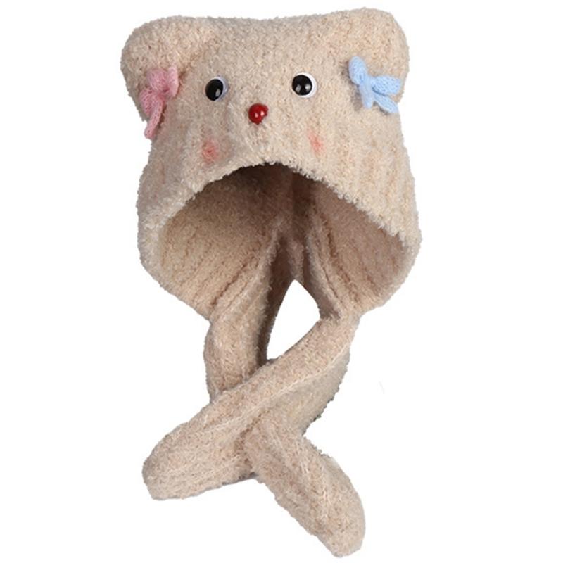 Bear Ears Hat Outdoor Ear Protecting Hat Travel Essential Hat Snowmen Hat for Cold Weather