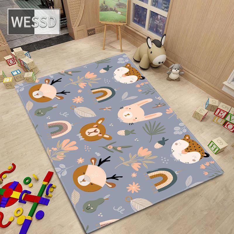 Teppich im nordischen Stil, Cartoon-Tier-Teppich für Schlafzimmer, Kawaii-Raumteppich, rutschfest