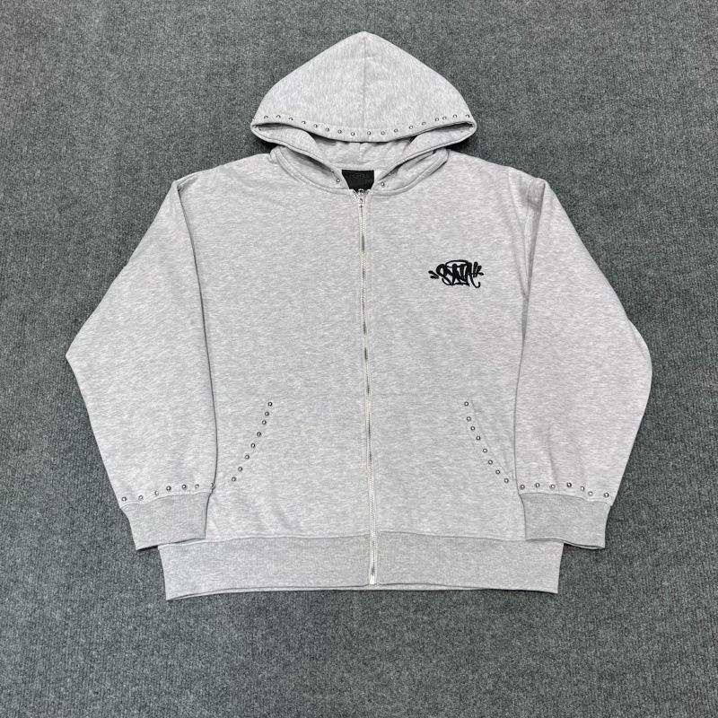 Unisex Embroidered Rivet Fleece-Lined Hooded Sweatshirt