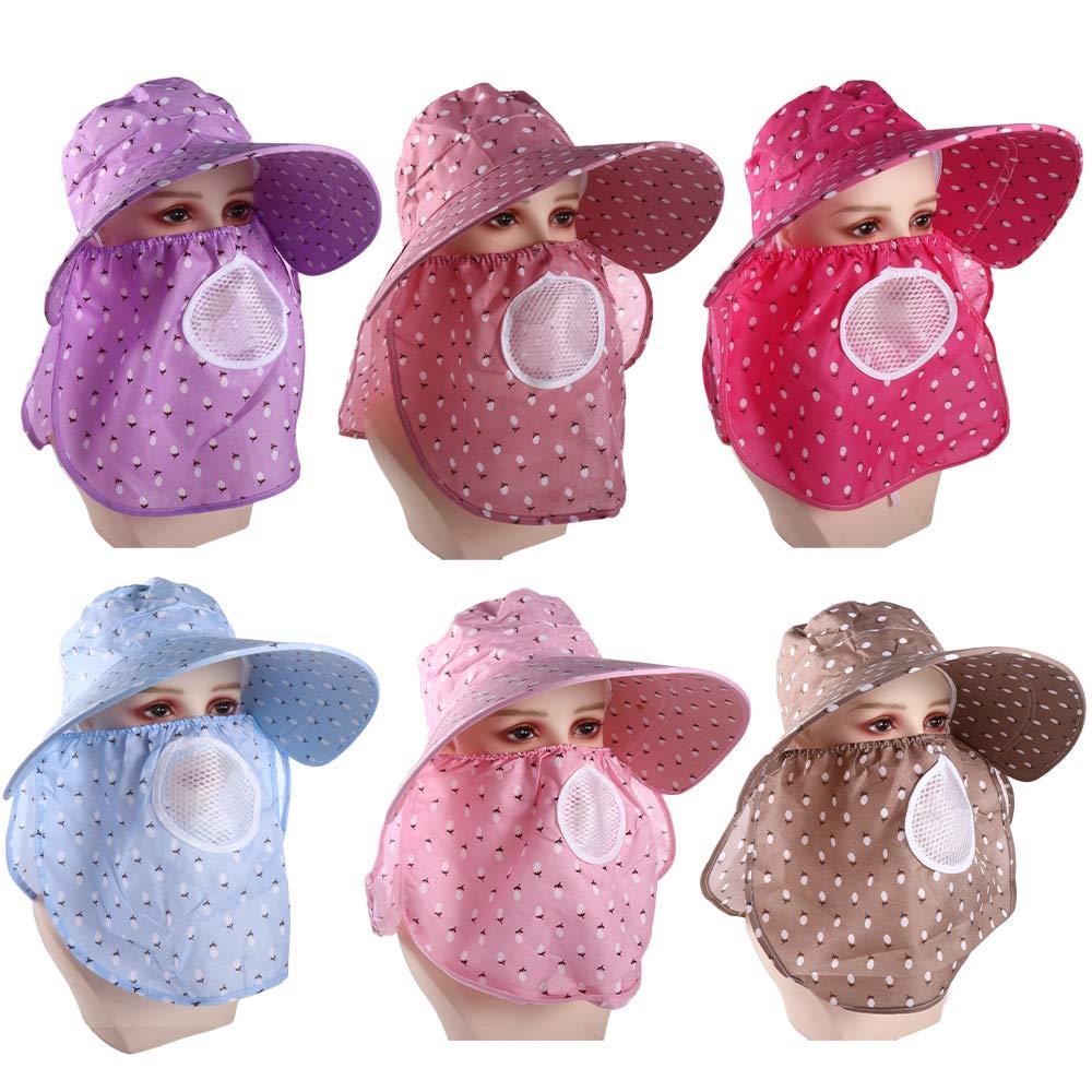 Mother Sun Hat Big Brim Cover Face Women Sun Hat Bucket Hat Summer UV Protection With Neck Flap
