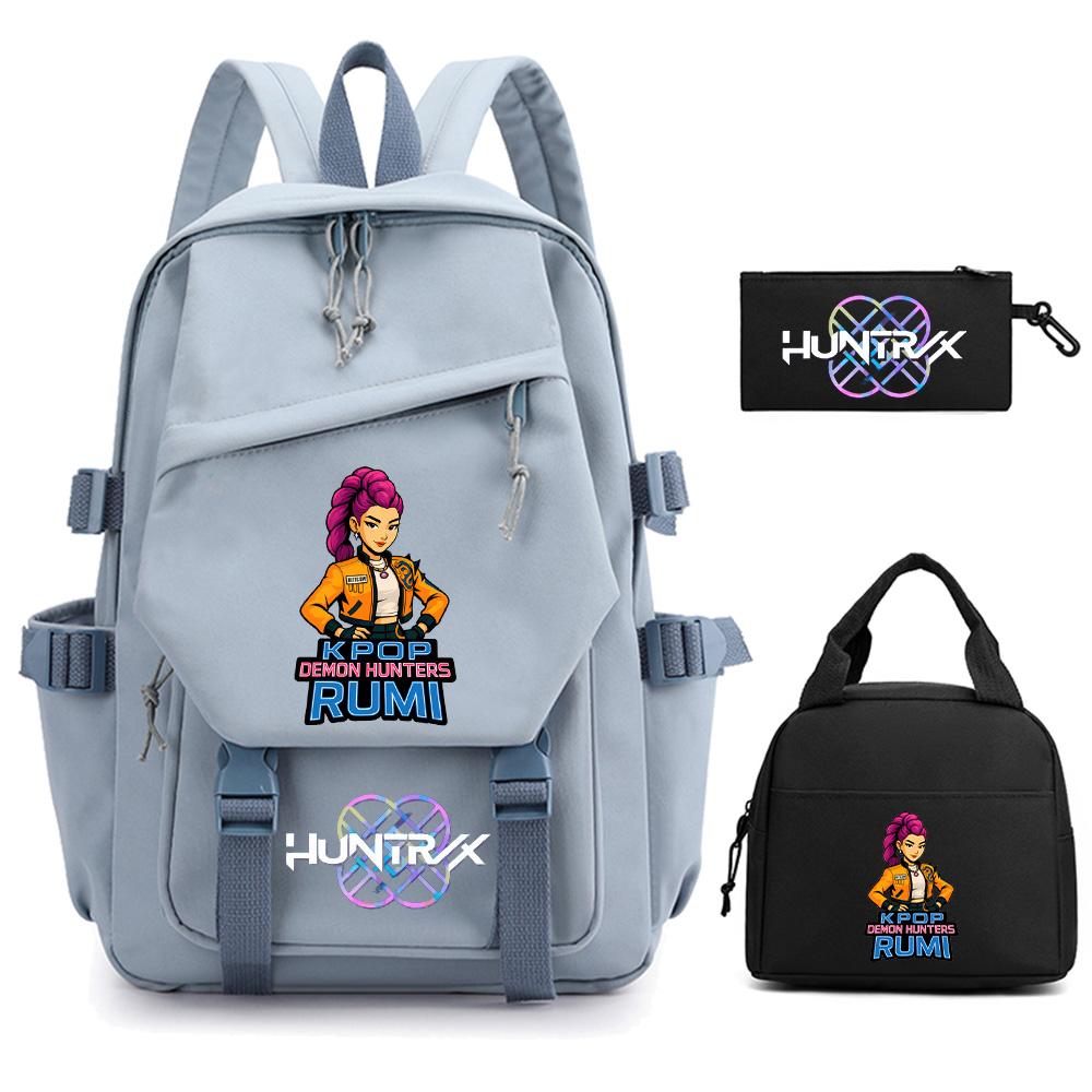 3Pcs/set K-pop Demon Hunters Printed Backpack for Teenger Boy Girl Large Capacity Schoolbag Children Student Bookbag Women Waterproof Travel Bag