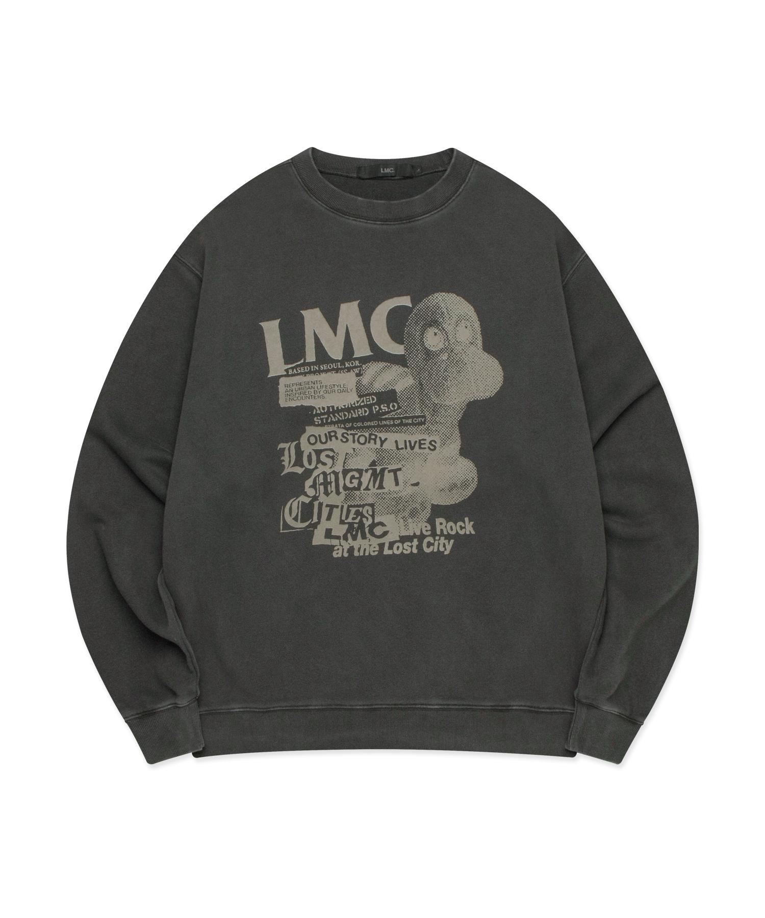 Свитшот Lmc с перекрашенным динозавром Угольный Charcoal/S