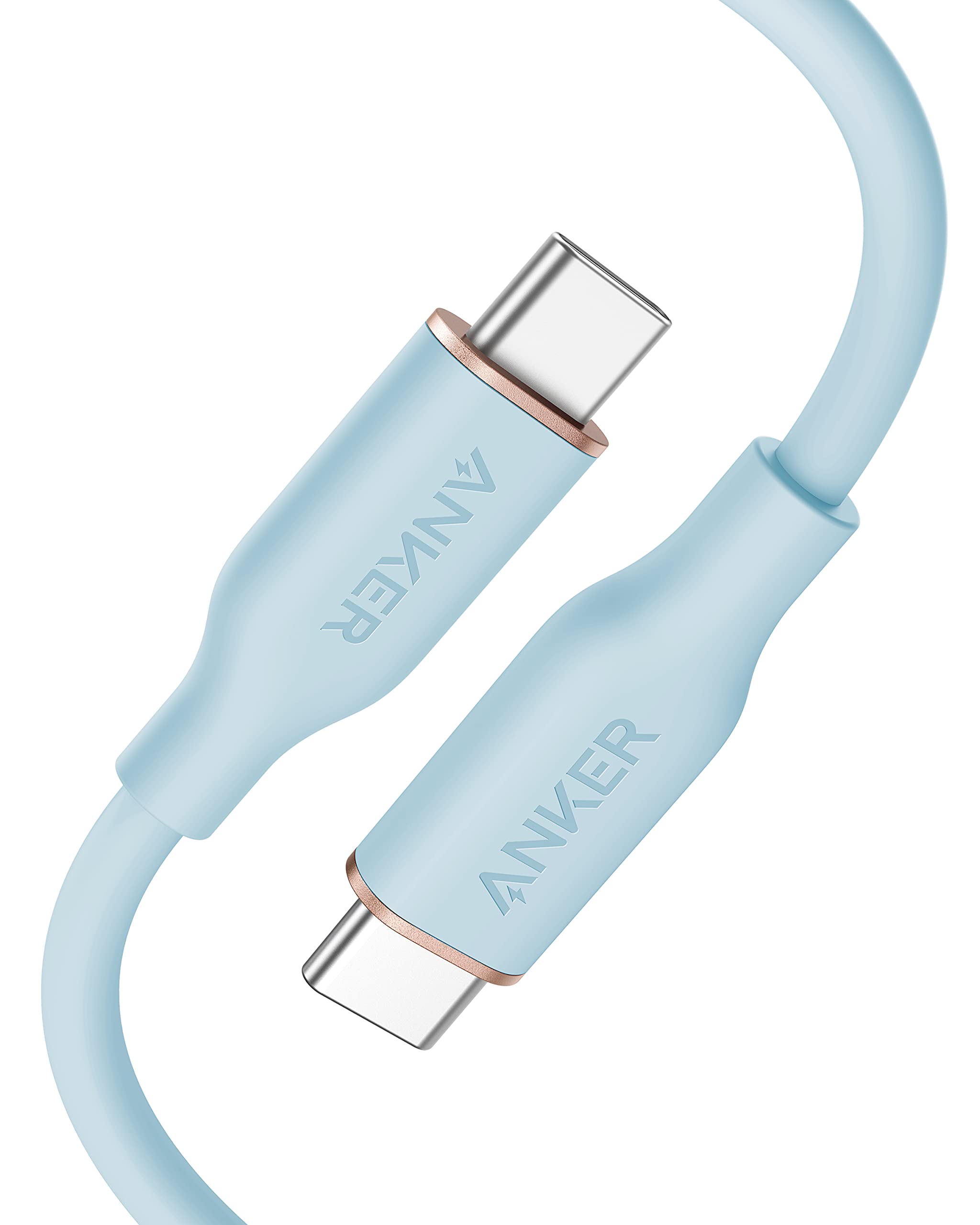 

Anker PowerLine III Flow PD Силиконовый Совместим с iPhone iPad MacBook Ice USB-C и USB-C Кабель, Без запутывания, Совместимый, Материал, 240 Вт, 17/16/15,