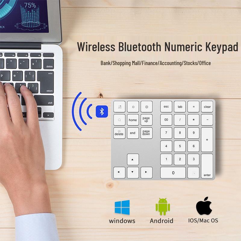 Bluetooth Mini Wireless Keyboard - Silent, Portable, Aluminum Alloy, Compatible with Laptops, iOS, Mac, and External Devices