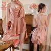Sex underwear fashion skirt sexy pajamas ice silk large size suspender nightdress robe loungewear women's suit