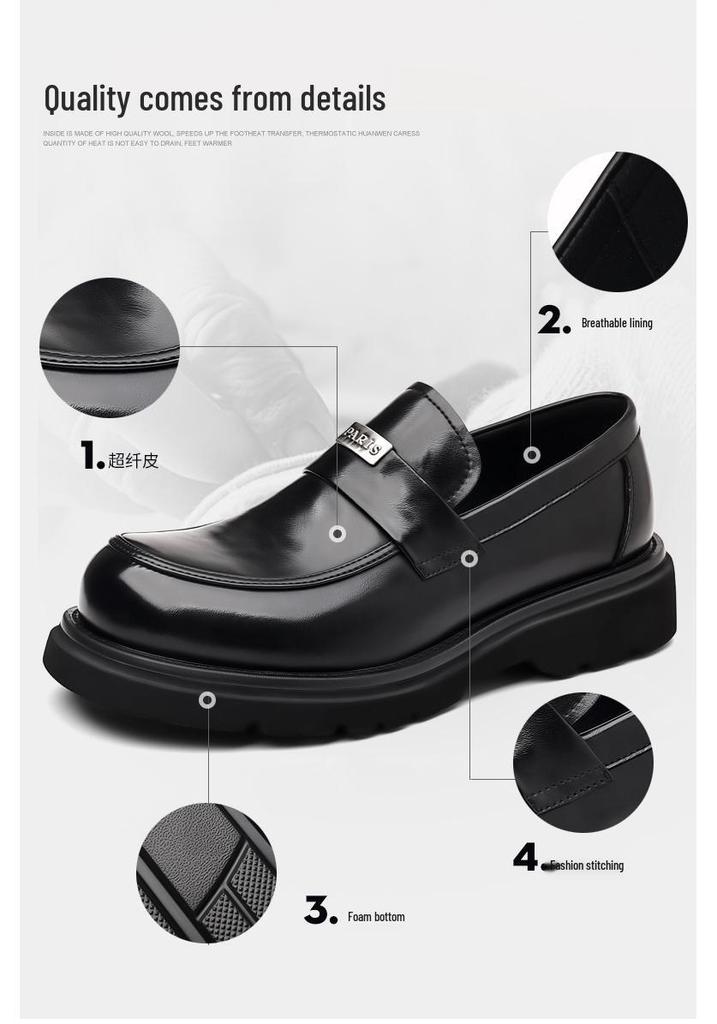 Men's Autumn/Winter Slip-on Derby Leather Shoes - Formal & Casual Soft Sole Loafers