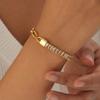 18K Gold Plated Padlock Baguette CZ Link Bracelet, Dainty Paperclip Chain Charm Bracelet for Women, Trendy Jewelry