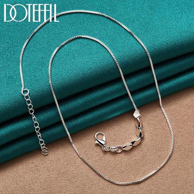 Checkered Chain Necklace Gift 925 Sterling Silver Classic Jewelry