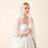 Velo di Pizzo Rete ad Alta Densità Forma Rigida Accessorio per Capelli da Sposa con Raffinati Bordi Floreali Aspetto Retrò Elegante per Matrimoni Halloween Gotico