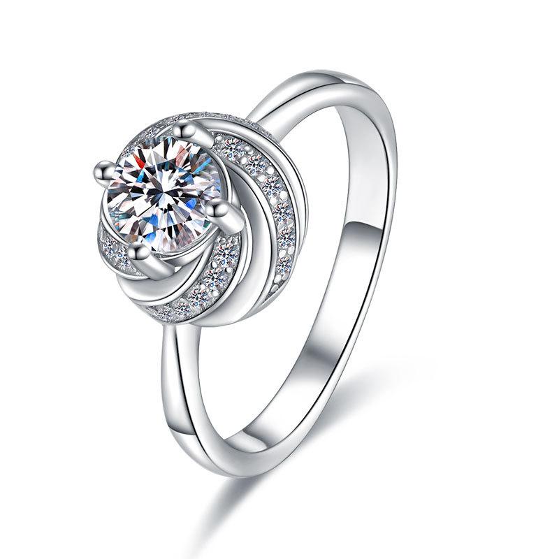 

Кольцо с вращающимся букетом Guochao, 50-точечная групповая оправа, ветряная мельница, бриллиантовое кольцо, серебряная корона S925, прямая обручальная рука No. 9