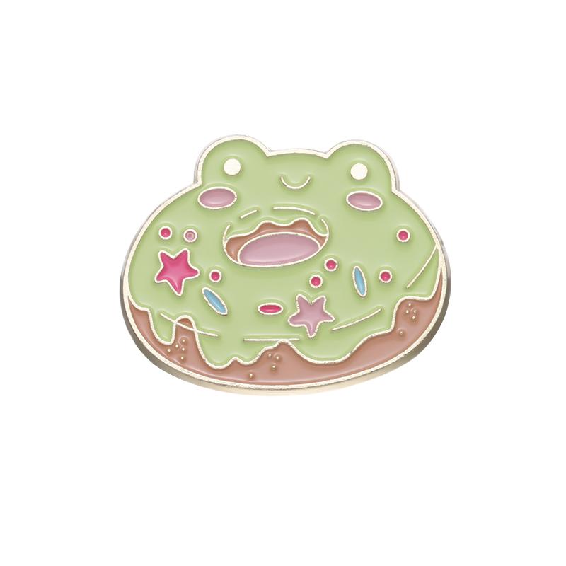 

Frog Dessert Enamel Pins Custom Donut Juice Toast Hamburger Ice Cream Brooches Lapel Badges Animal Jewelry Gift for Kids Friends