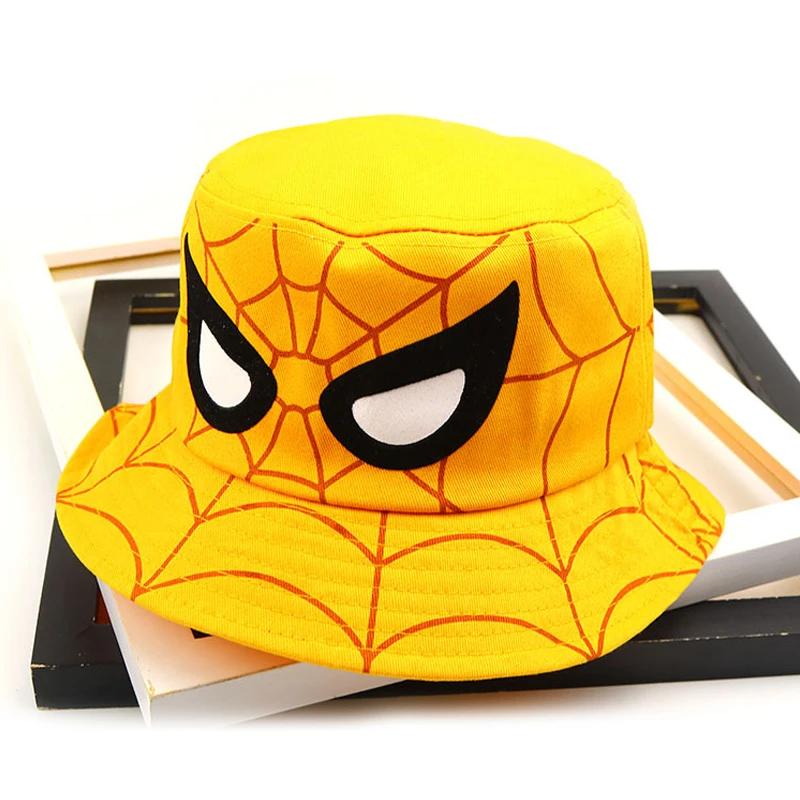 Cosplay Cartoon Spider Bucket Hat for Boy Girl Autumn Baby Fisherman Hat Red Blue Panama Children Cotton Sun Cap 3-8Y