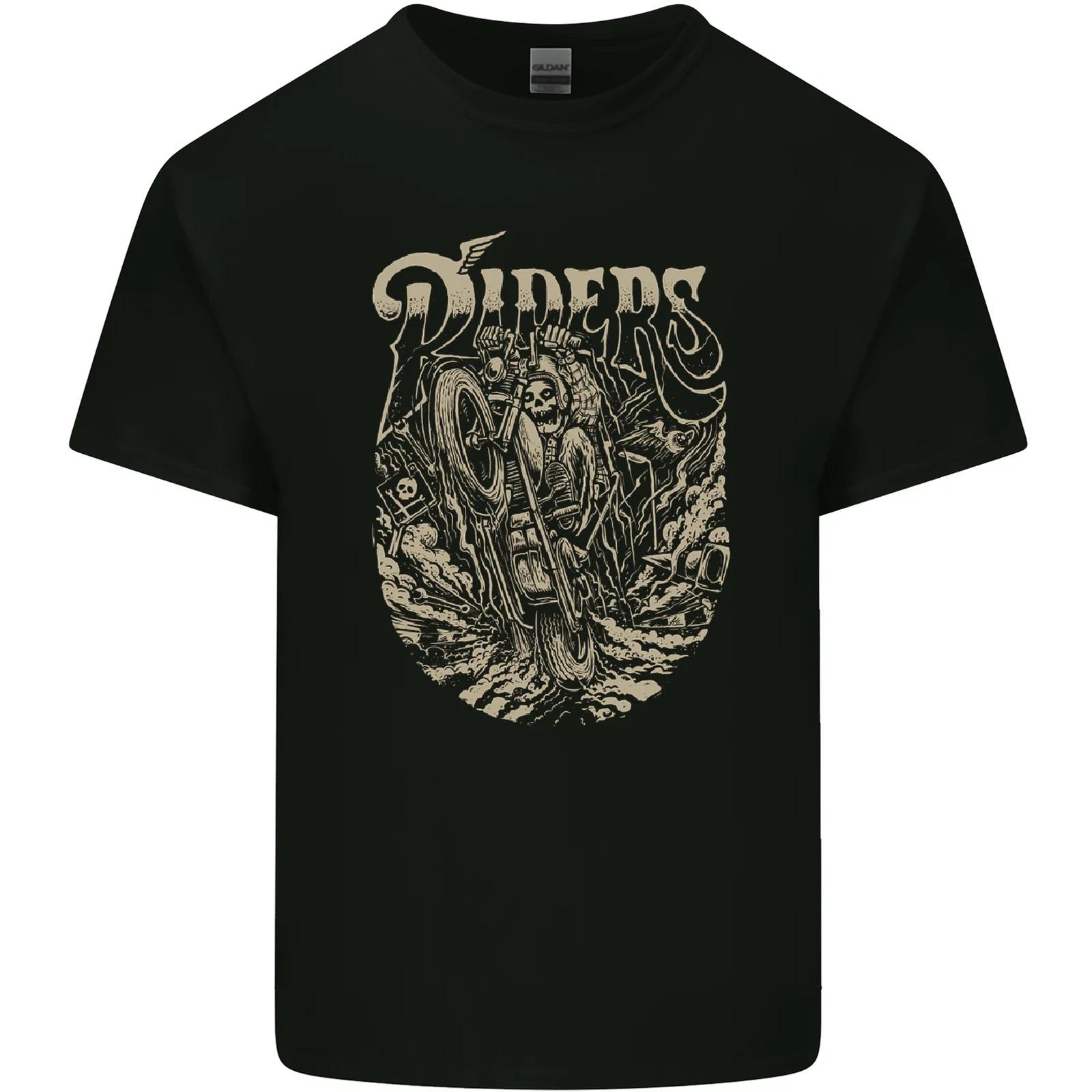 Riders Skull Biker Motorbike Motorcycle Kids T-Shirt Childrens XL