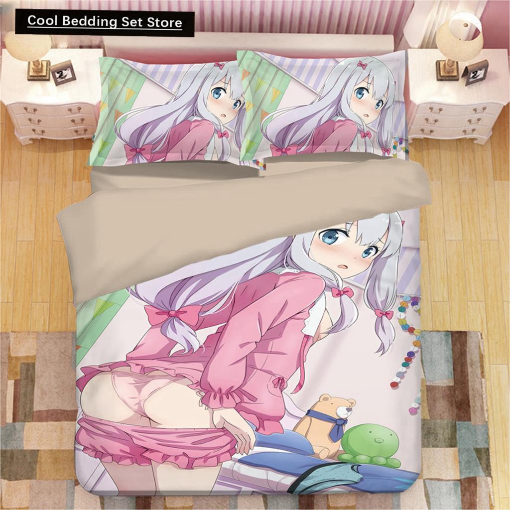 Kawaii Izumi Sagiri 3D Anime Druck Bettwäsche Set Bettbezüge Kissenbezüge Einteilige Bettdecke Bettwäschesets Bettwäsche Bettbezug