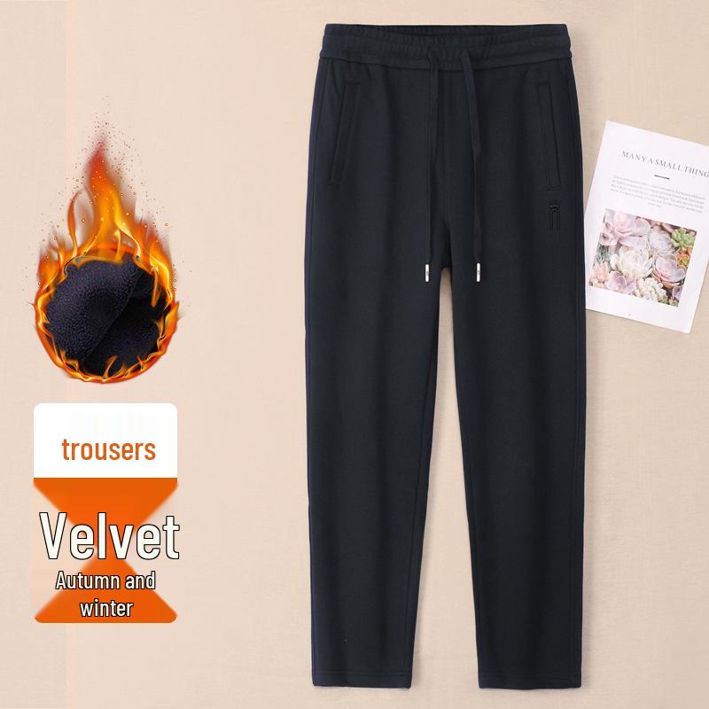 Women's Fleece-Lined Cotton Mom Pants: Warm, Loose Straight-Leg Sweatpants for Autumn & Winter 2025