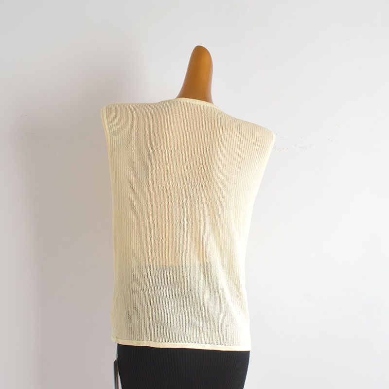 Summer New round Neck Hem Design Irregular Fashion Linen Sleeveless Knit Women's Vest Top Tide