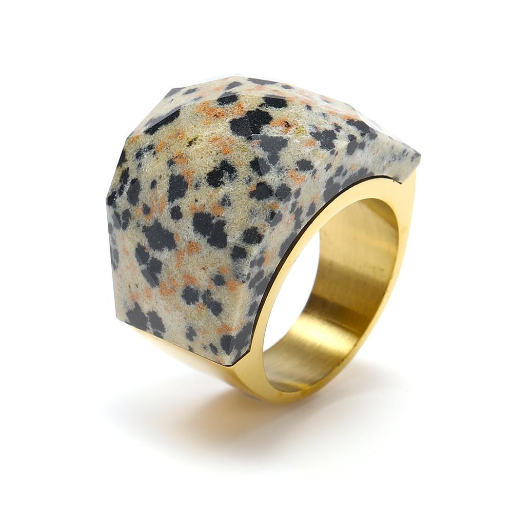Titanium Steel Bold Gradient Ring Semi-Transparent Multi-Color Zircon Jewelry Edgy Stackable Everyday Accessories