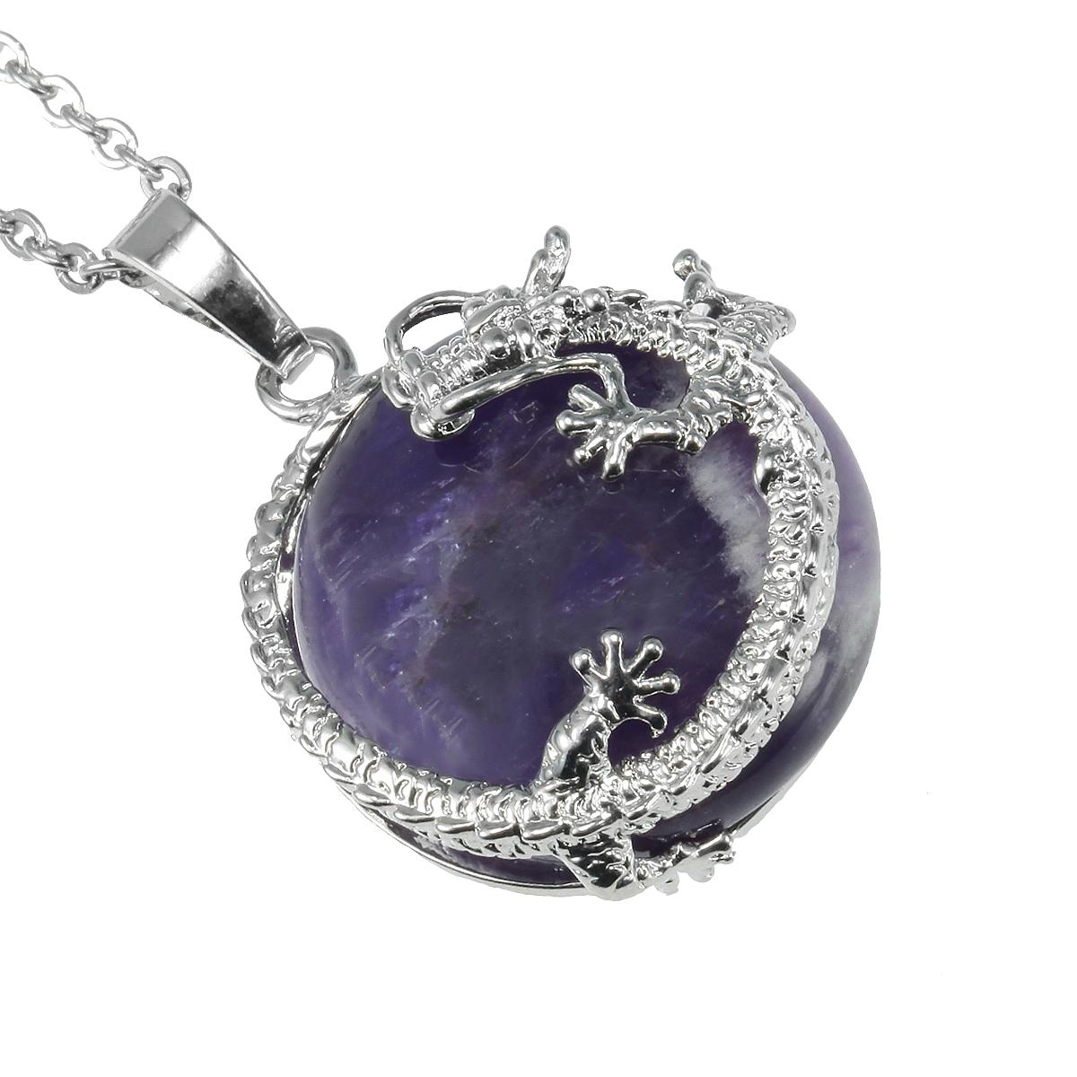 

18 кг синозавр дракон бечевка натуральный аметист хрустальный шар шармы кулон для ожерелья крутые женские мужские ювелирные изделия