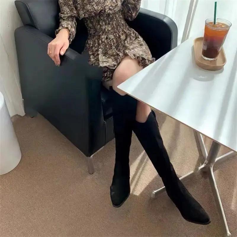 

Fashion Women s Long Boots Autumn Pointed Toe Winter 2024 Ladies Knee High Shaft Shoes on Promotion Boot Quality Spring Sale Waterproof 35