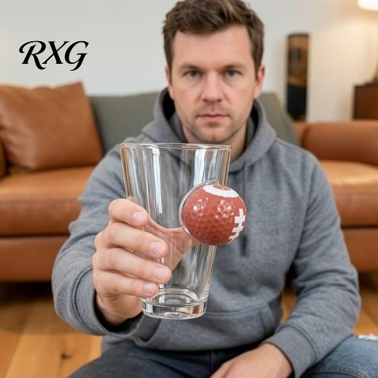 Versatile Home Drinkware Wine Glass, Golf/Football/Tennis/Rugby/Baseball/Billiards/Basketball Shape, Creative Transparent Stadium Cup for Sports Fans