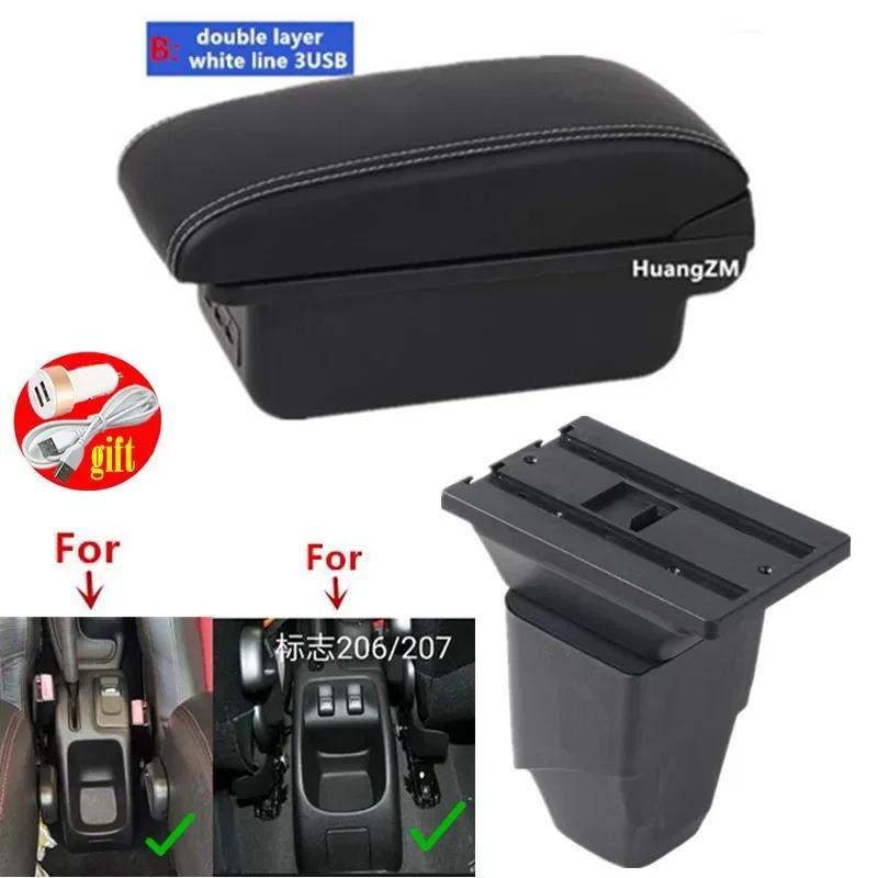 For Peugeot 206 Armrest box For Peugeot 206 207 CC Cabrio Armrest Box Central storage Box Retrofit Interior Car Accessories